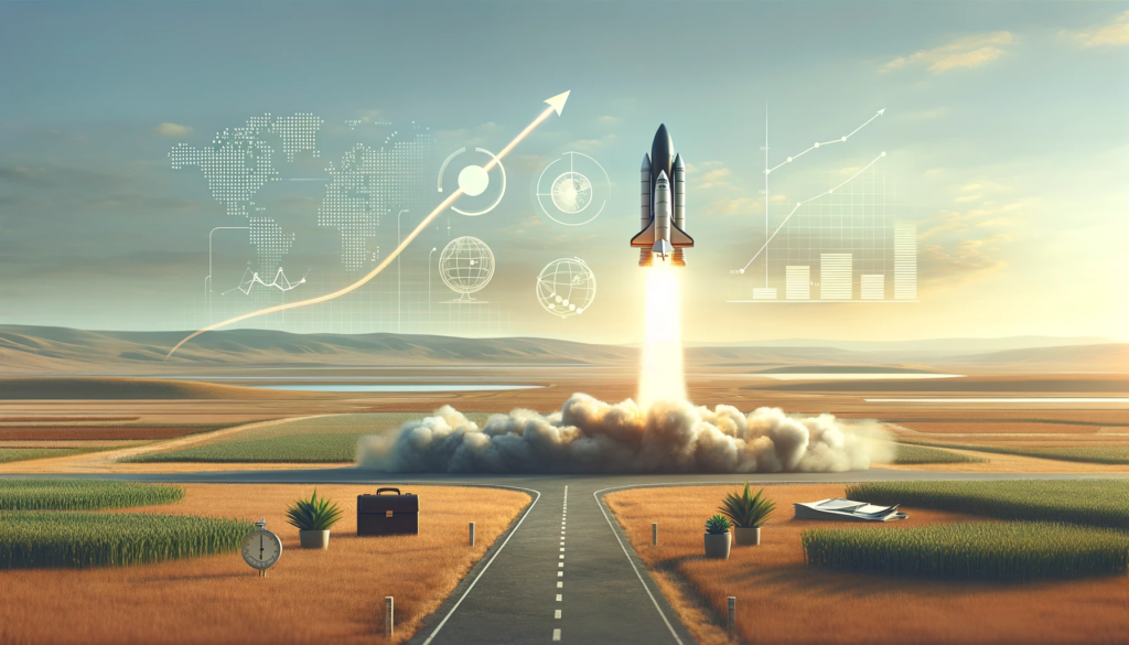 Rocket symbolising business takeoff